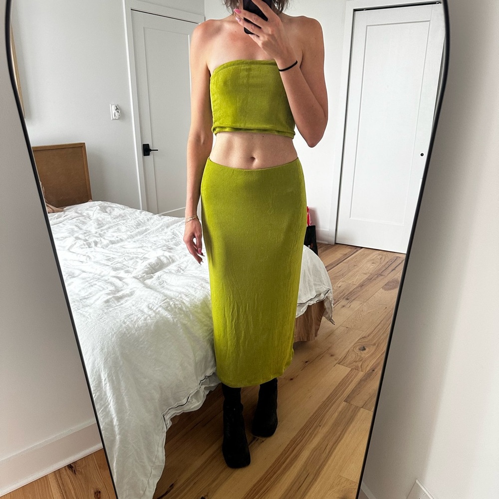 Lime Green Women's Skirt Set